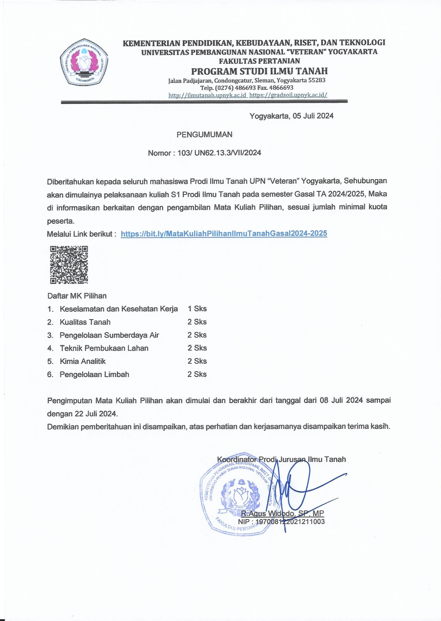 Matkul Pilihan Gasal TA 2024/2025