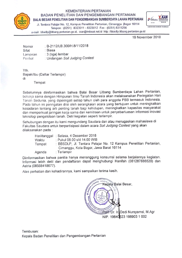 UNDANGAN SOIL JUDGING CONTEST