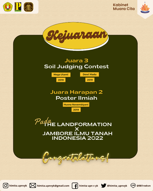 Bangga dan Bersyukur, Mahasiswa PS Ilmu Tanah Juara Lomba SJC dan Poster Ilmiah pada The Landformation X JITI 2022